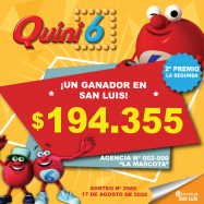 ¡Premio de Quini 6 en San Luis en la modalidad La Segunda!